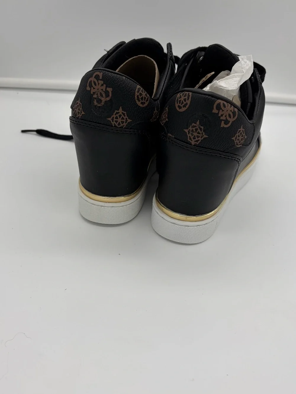 Guess Black Low-Top Platform Sneakers with White Soles